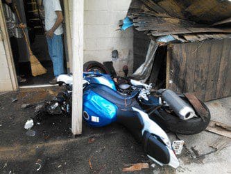 No Injuries After Motorcyclist Hits Building