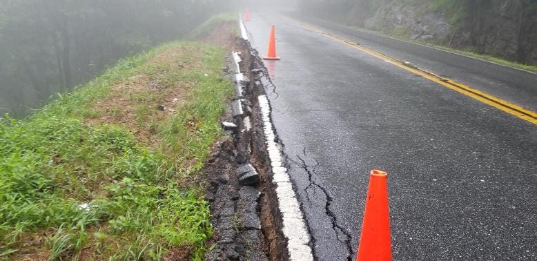 Heavy Rain Results In Roadway Erosion North Of Roberstown