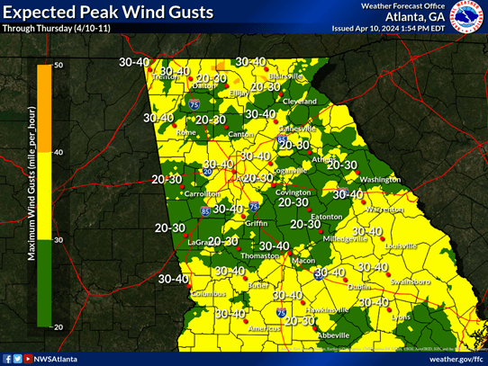 Threat Of Gusty Winds Wednesday Night